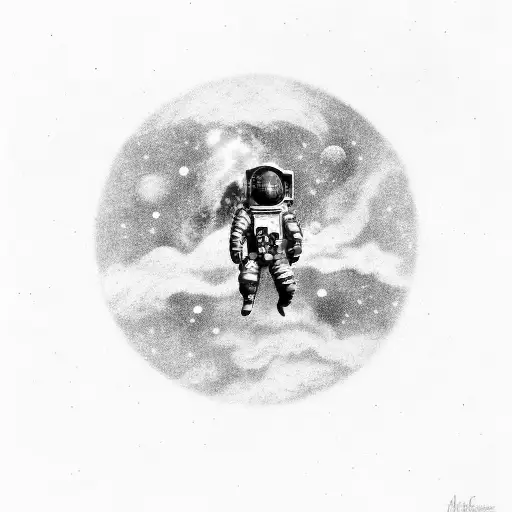 Astronaut Floating In Space Surrounded By Colorful Nebulae