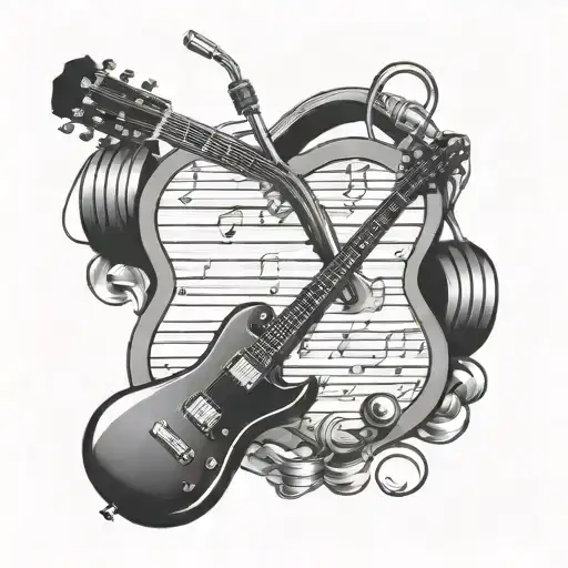 Mic Headphones Guitar Mixer Music Notes