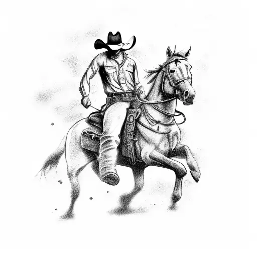 Cowboy Riding Horse With Gun