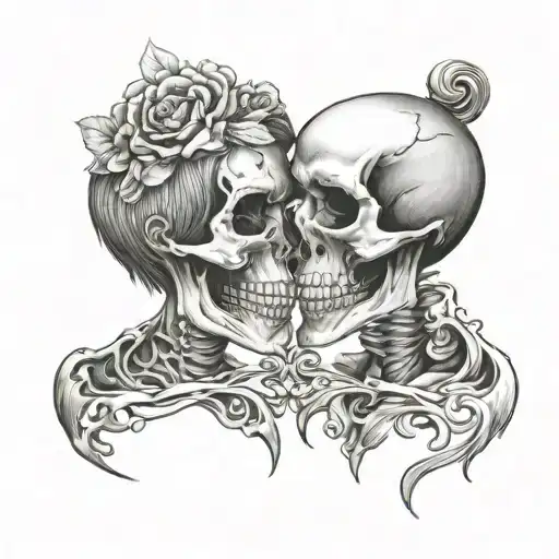 Skull Couple Kissing