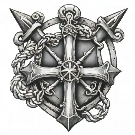 An Anchor With A Maltese Cross Inside A Shield Cross Royalty