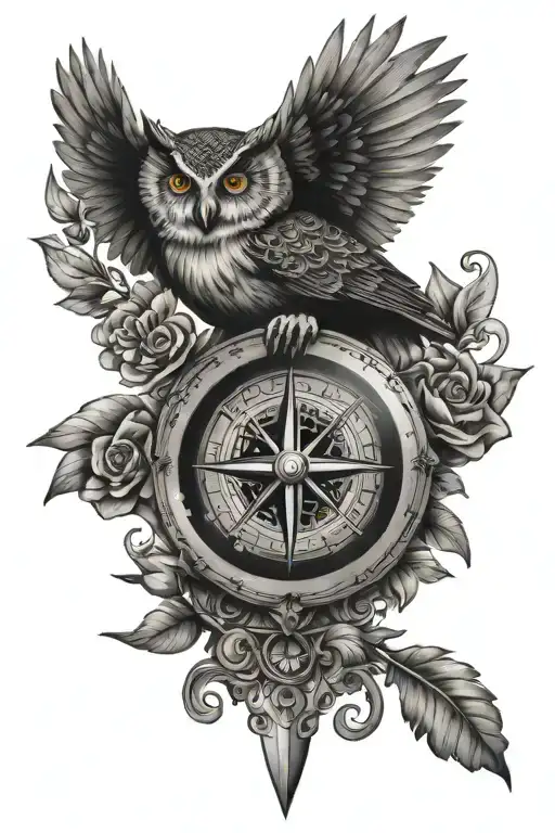 Compass With Owl Perched On Top