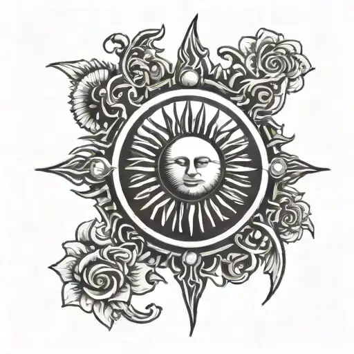 The Sun Symbolizing Rebirth And Marathon Font Text In The Background