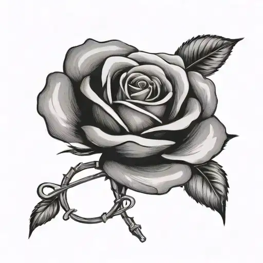 A Minimalist Black And Grey Rose With A Hidden Musical Note As A Nod To Your Love For Music