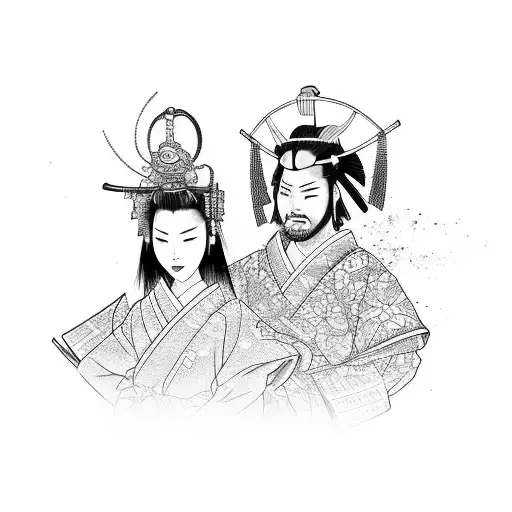 Japanese Samurai And Geisha