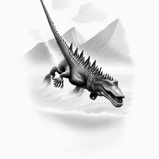 Spinosaurus Swimming In A Prehistoric Ocean