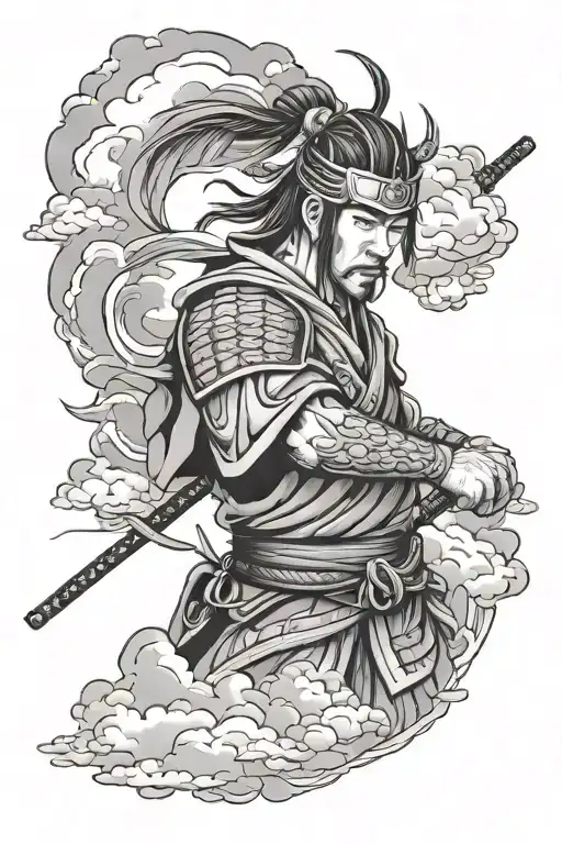 Samurai Warrior And Clouds
