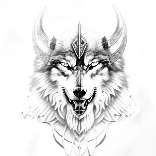 Viking Odin And Wolf