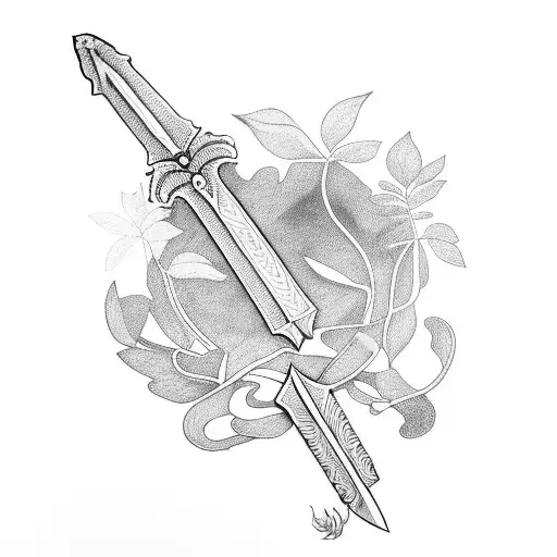 A Sword Surrounded By A Plant