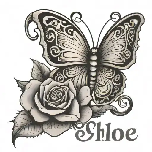 Chloe Name Butterfly Rose