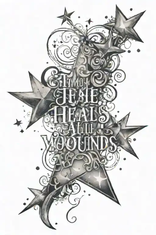 Cloudy Stars Background Time Heals All Wounds Quote