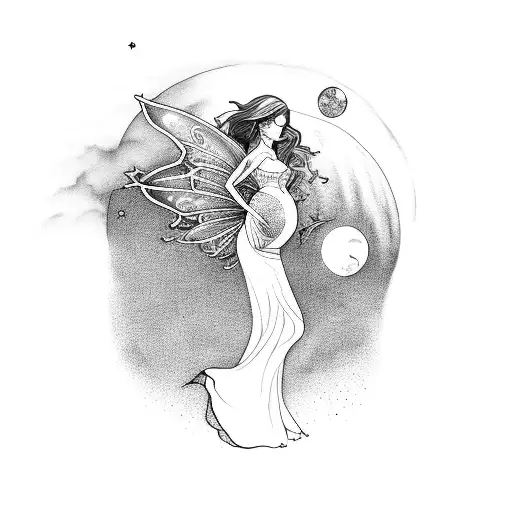 Pregnany Fairy Under Moon