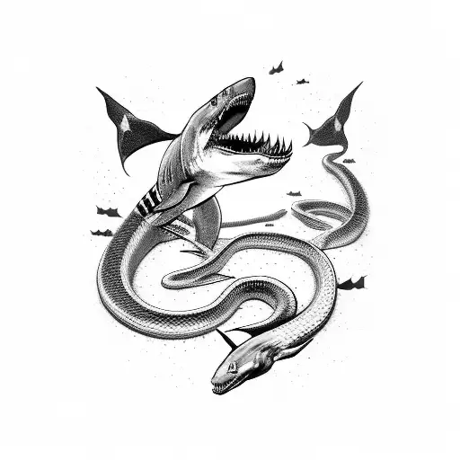 Fight Shark And Snake