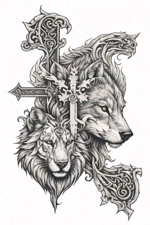A Cross Separating Wolf And Lioness