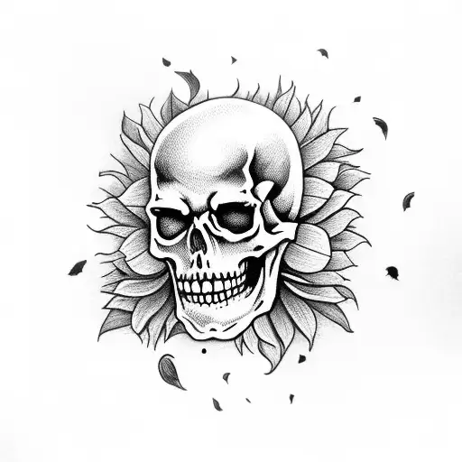 Skeleton Holding Sunflowers