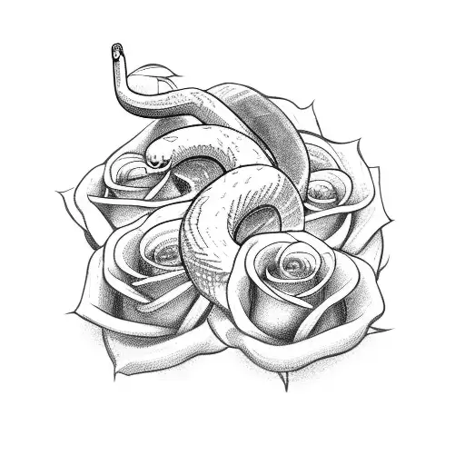 Snake Between Roses