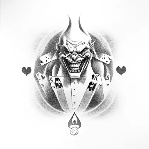 Evil Joker With A Deck Of Cards