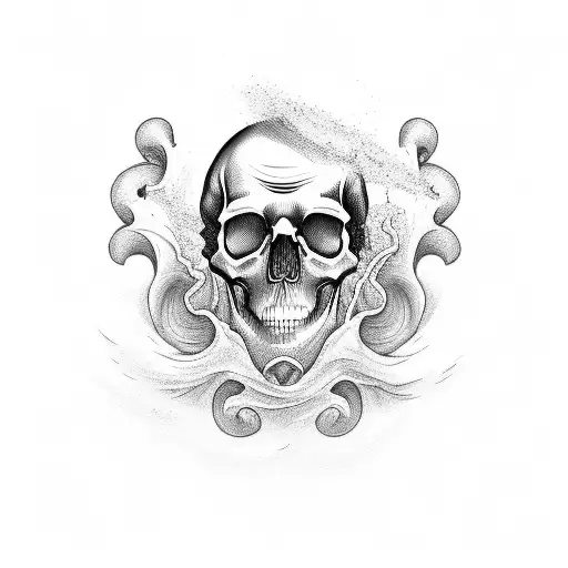 Carpenter Skull With Waves As Background