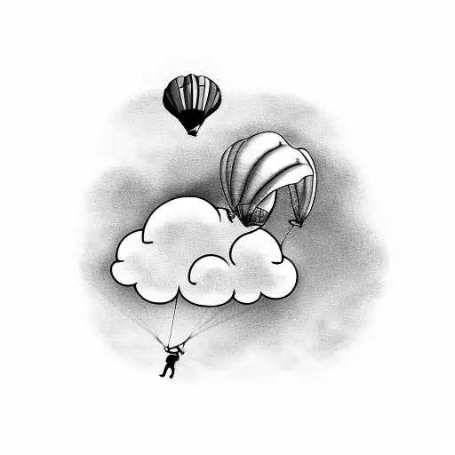 A Person Parachuting With Their Parachute Replaced By A Cloud
