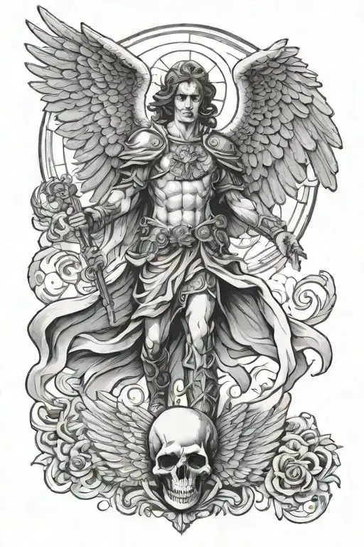 St Michael Angel With Skull As Head