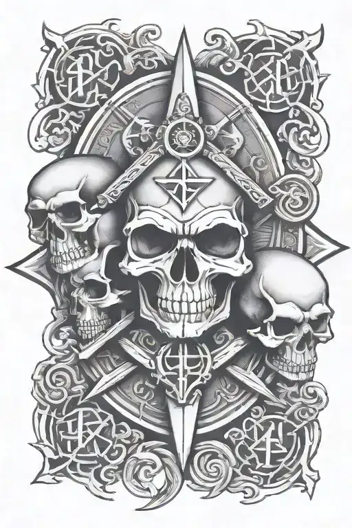 Masonic Symbol Intertwined Skull Templar Knight