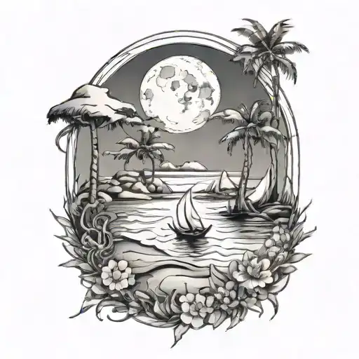 Moon Beach Scene