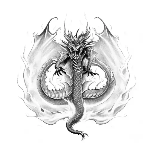 Dragon With Flames All Over His Body