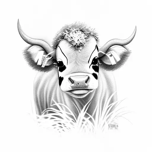 Baby Cow Sitting In Grass