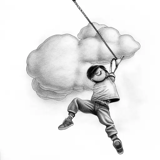 Cloud With A Paracutist Swinging Down From It