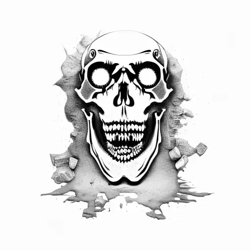 Detailed Decaying Zombie Skull With Mouth Open