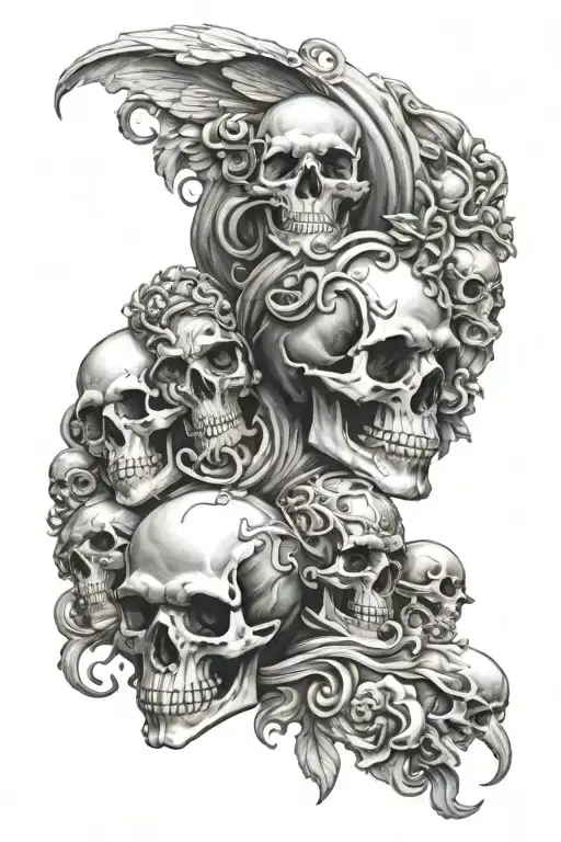 Skull Surrounded Greek Gods Olympus