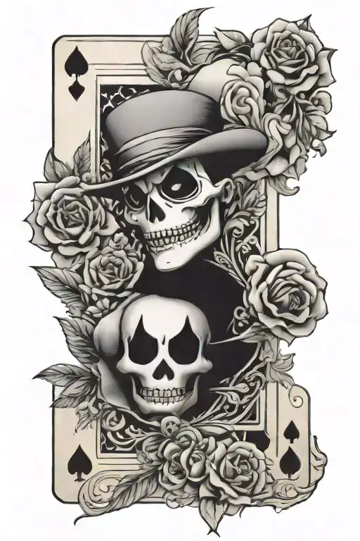 Floral Around Ace And Joker Card