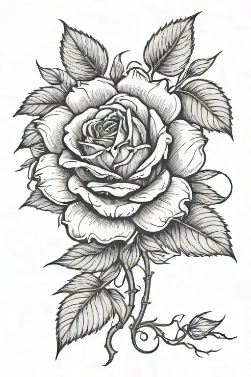 Line Work Rose Intertwined