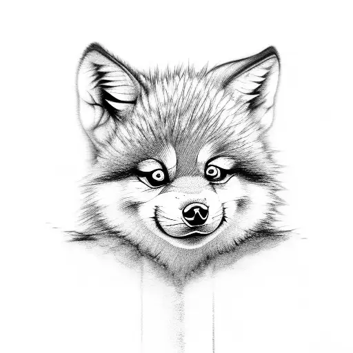 Baby Wolf With Hogwart Castle Behind It