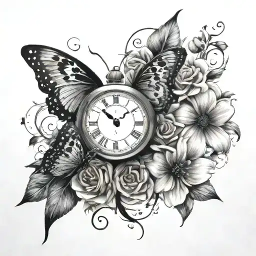 Butterfly Clock N Flower