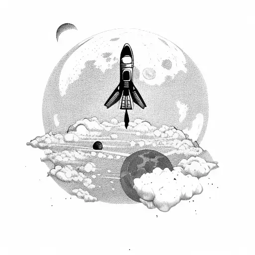 Landscape Moon Astronaut Watch Plane