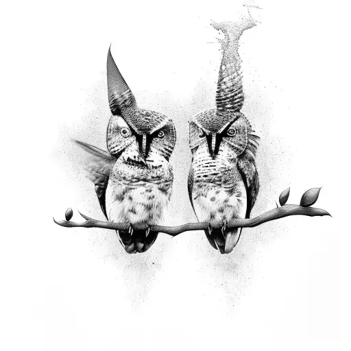 Hummingbird Owls Pelican Water Trees