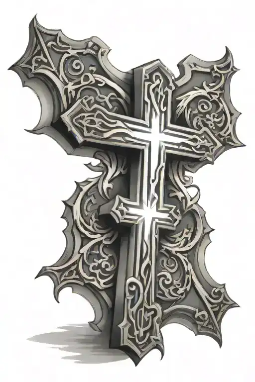 Christian Cross With Light Shining