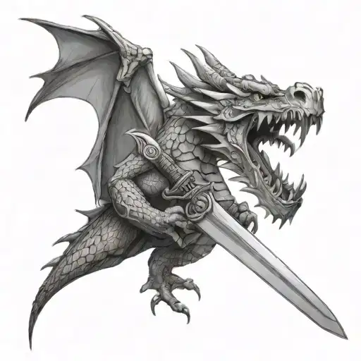 A Dragon With A Sword In Its Head