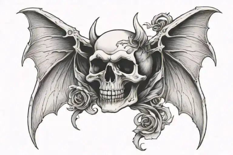 Skull With Bat Wings Spread