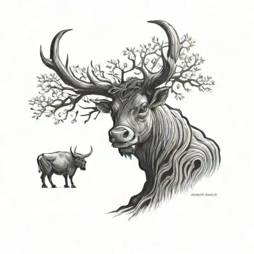 Tree With Taurus Bull Face In Tree Trunk