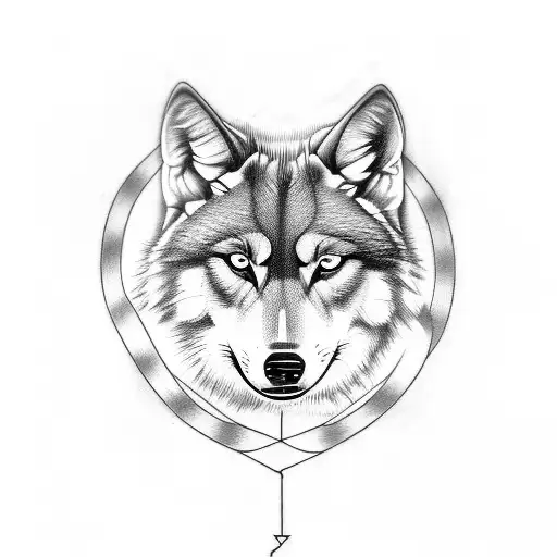 A Tattoo Of An Electric Circuit Intertwined With The Silhouette Of A Wolf