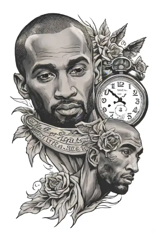 Kobe Bryant Tattoo With A Bible Verse In The Back And A Time Clock