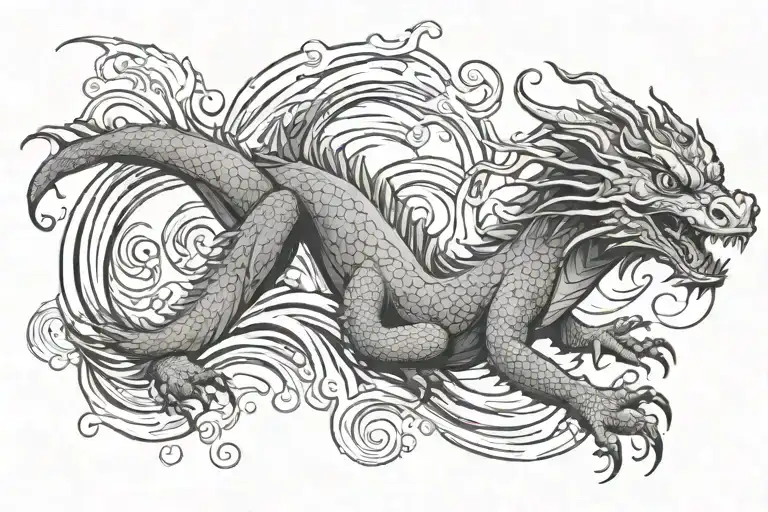 Water Dragon In Waves Forming