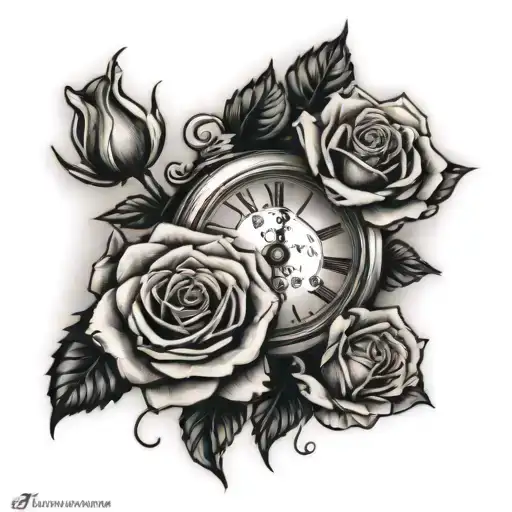 Roses And Clock And Date 10 07 06 In Roman Numerals