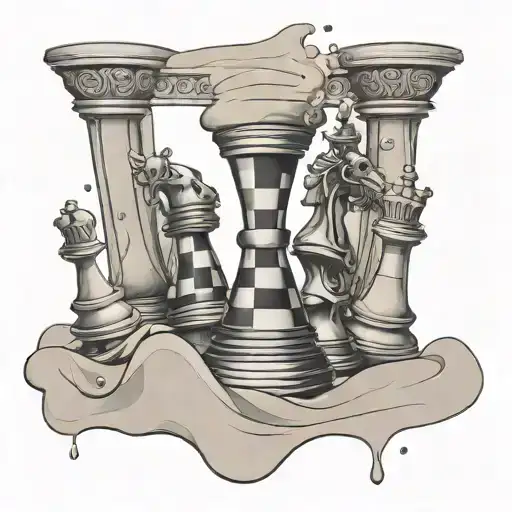 Chess Pieces In An Hourglass Turning To Sand Falling