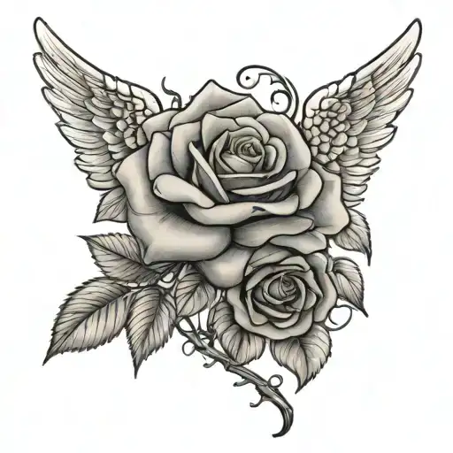 Rose Bush With Guardian Angel