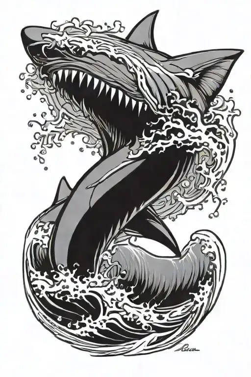 Shark Jumping Out Of Wave