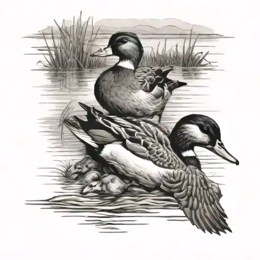 2 Mallards A Fox Near Some Water