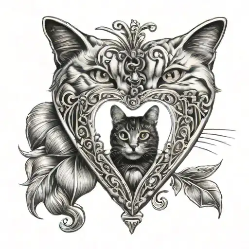 Heart Shaped Locket With Cat Picture Inside